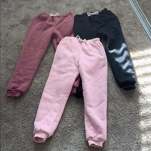 sweats with sherpa on the inside.